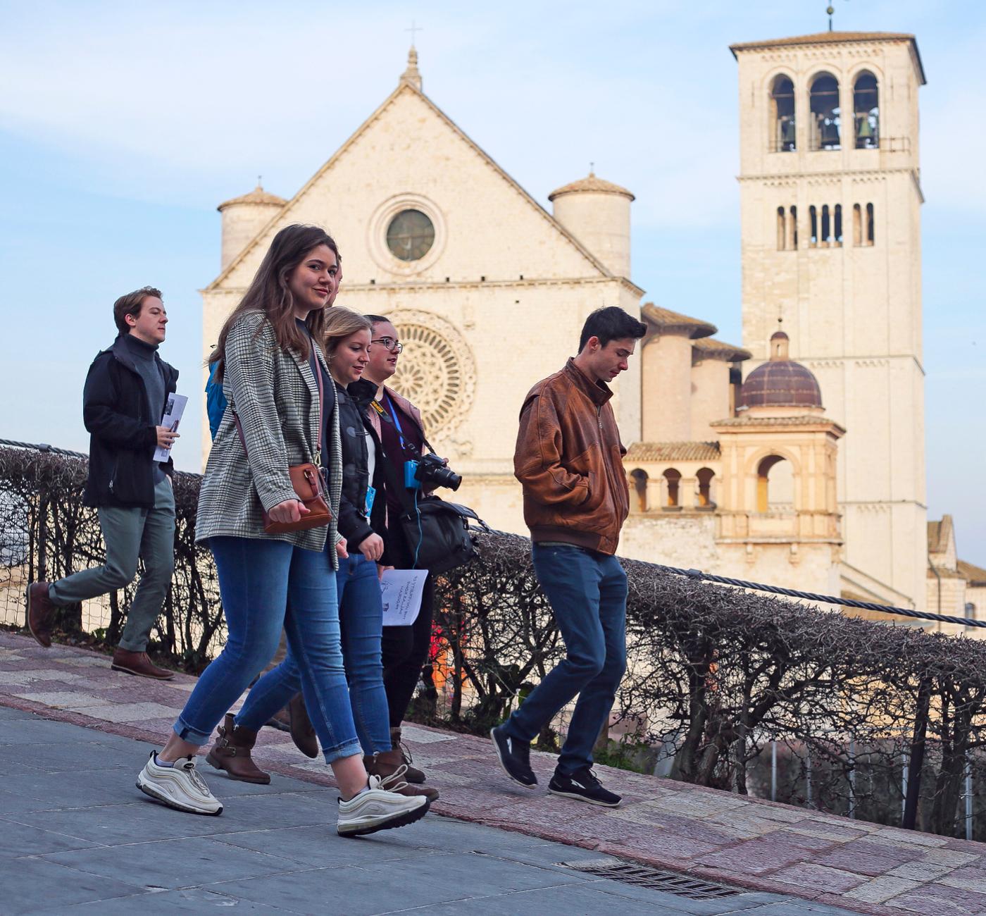 Students walking in Spain